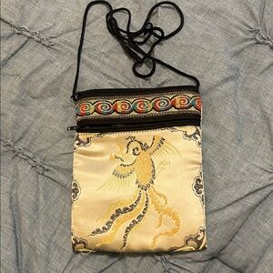 Satin Crossbody Bag - Cream and Black